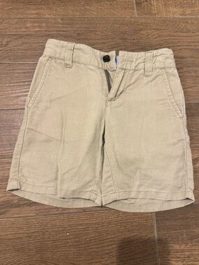 Janie and Jack Tan Linen Khaki Shorts
